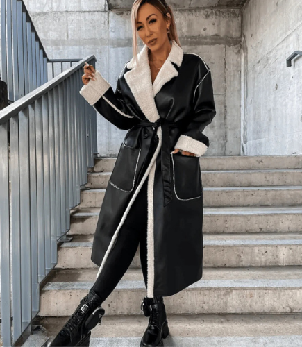 Irina™ | Cappotto Lungo in Pelle e Fleece