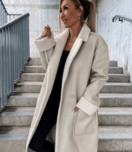 Irina™ | Cappotto Lungo in Pelle e Fleece