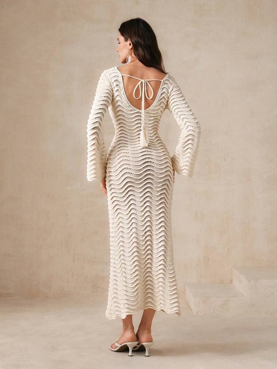 Vanya | Abito in Maglia con Onde Scolpite