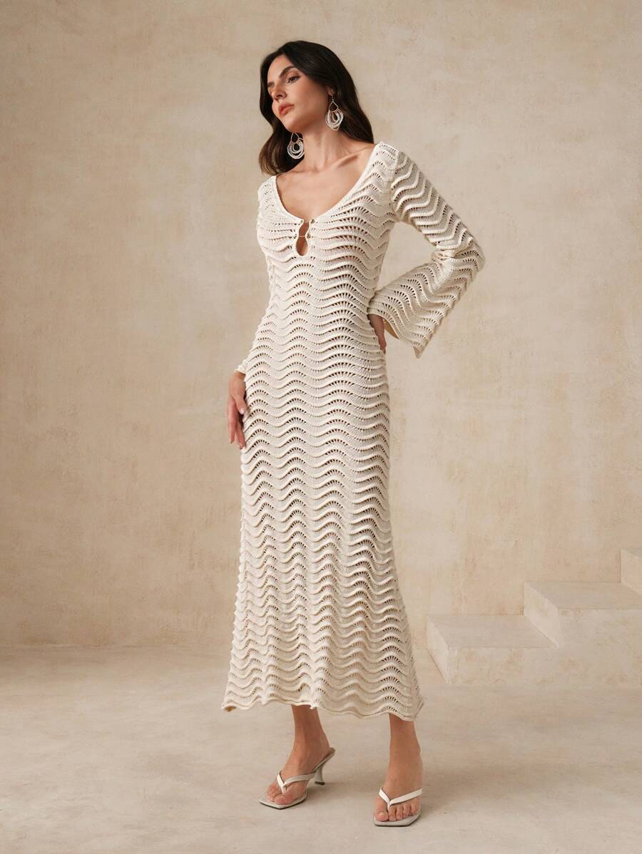 Vanya | Abito in Maglia con Onde Scolpite