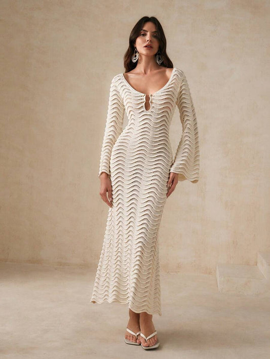 Vanya | Abito in Maglia con Onde Scolpite
