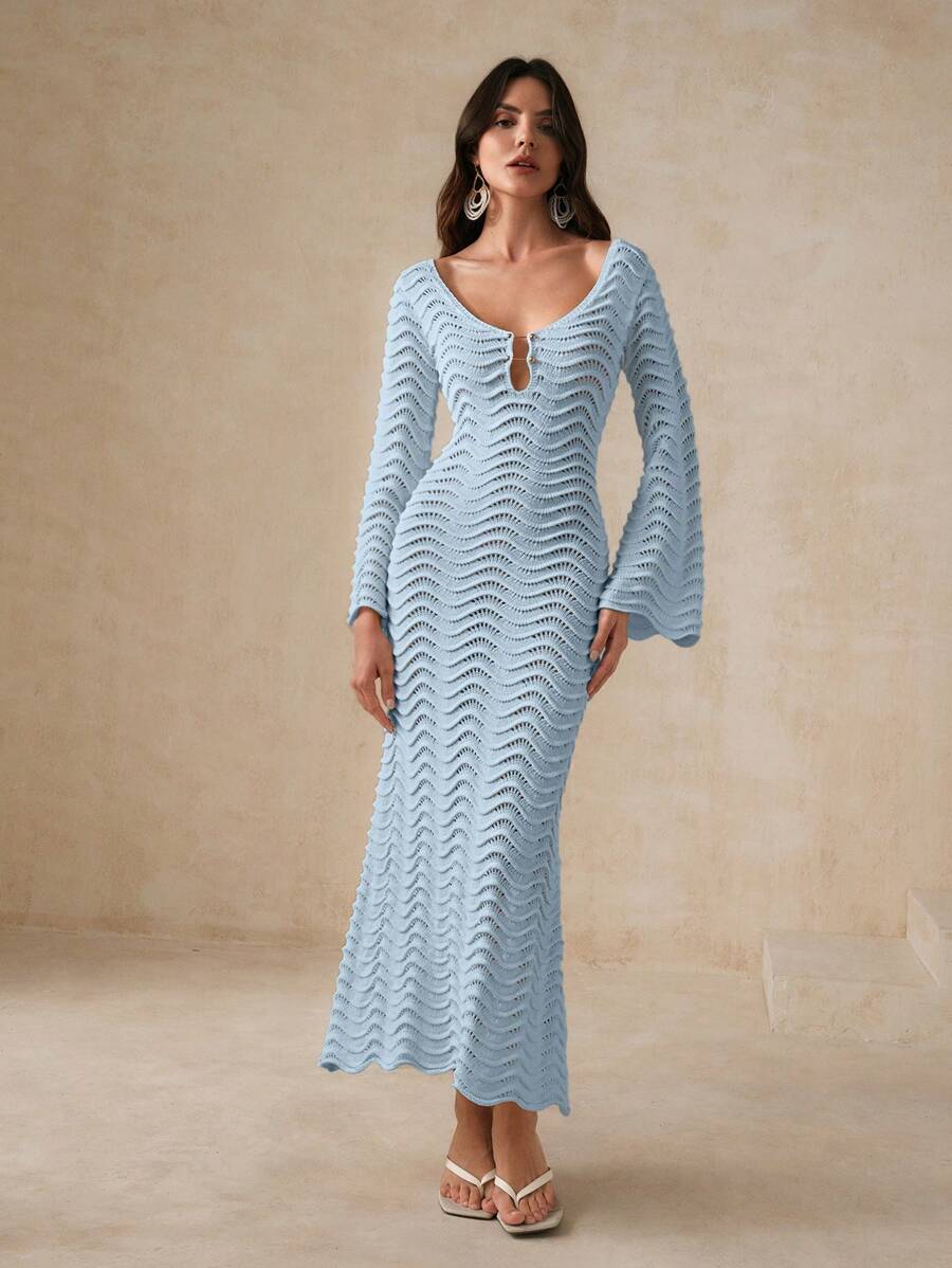 Vanya | Abito in Maglia con Onde Scolpite