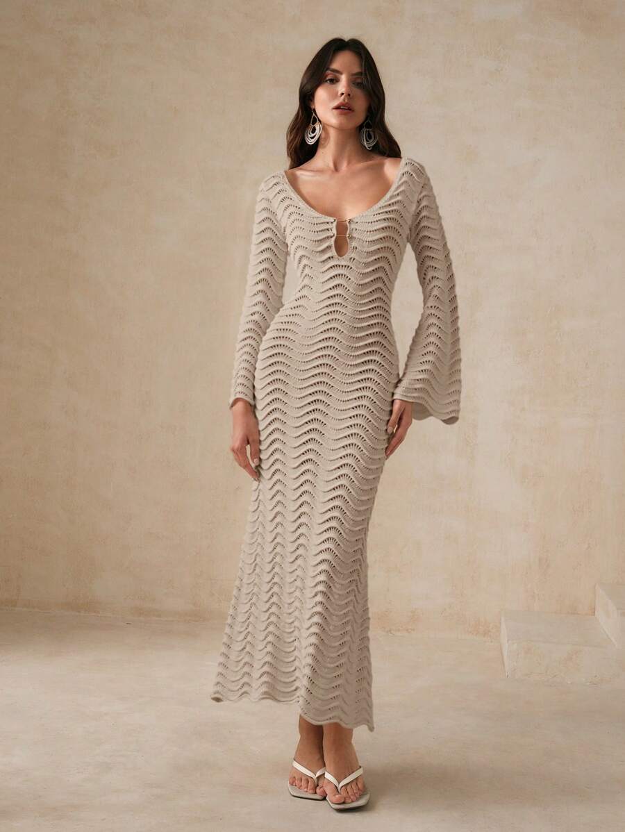 Vanya | Abito in Maglia con Onde Scolpite