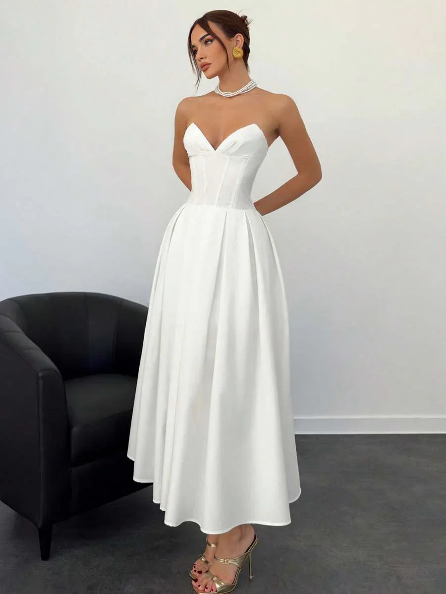 Verena | Abito Midi Elegante Senza Spalline