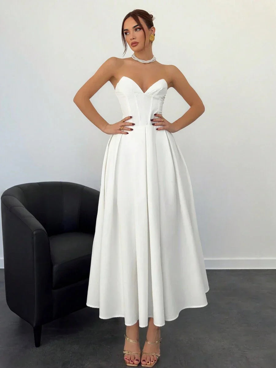 Verena | Abito Midi Elegante Senza Spalline