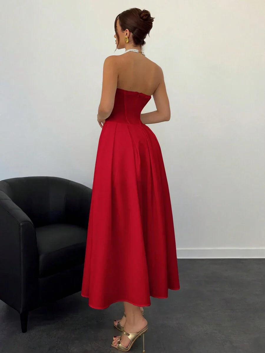 Verena | Abito Midi Elegante Senza Spalline