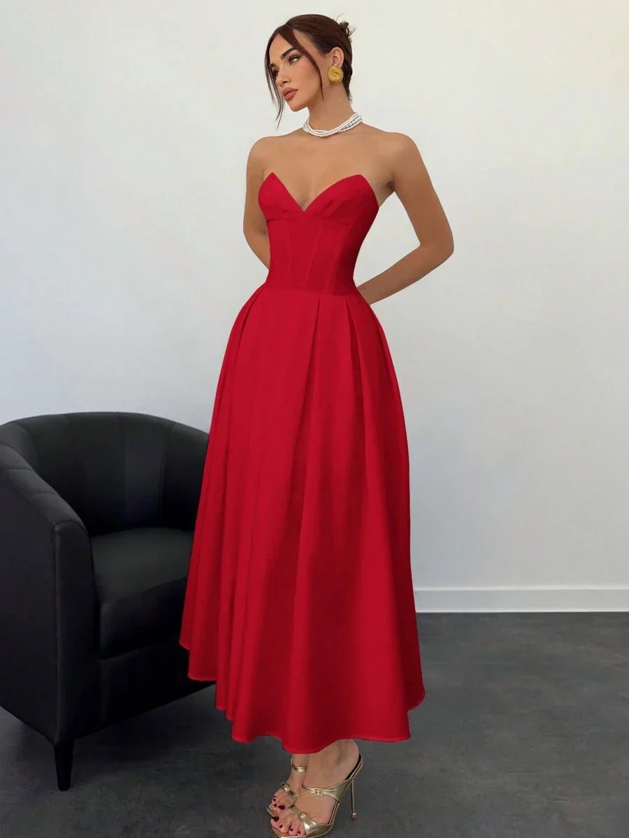 Verena | Abito Midi Elegante Senza Spalline