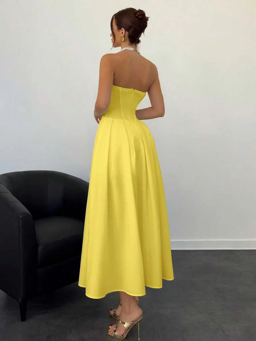Verena | Abito Midi Elegante Senza Spalline