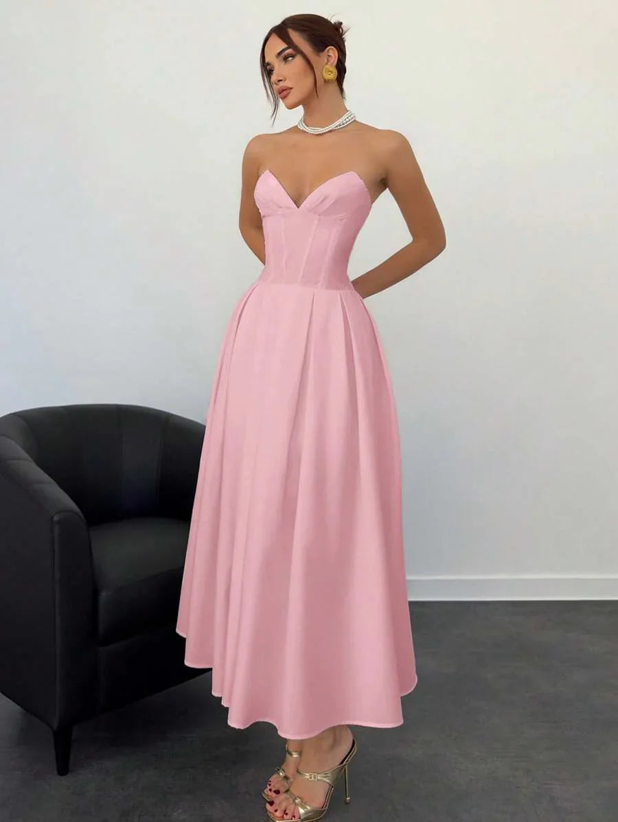 Verena | Abito Midi Elegante Senza Spalline