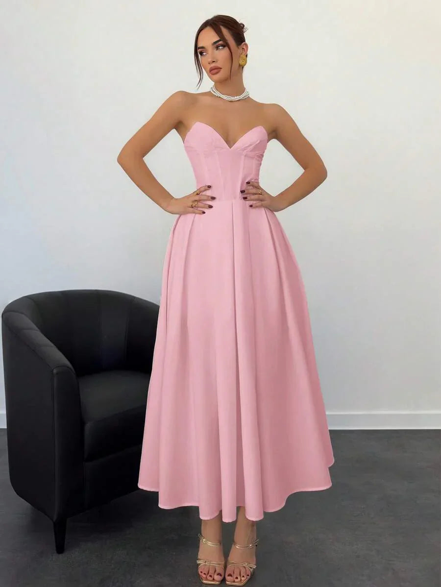 Verena | Abito Midi Elegante Senza Spalline