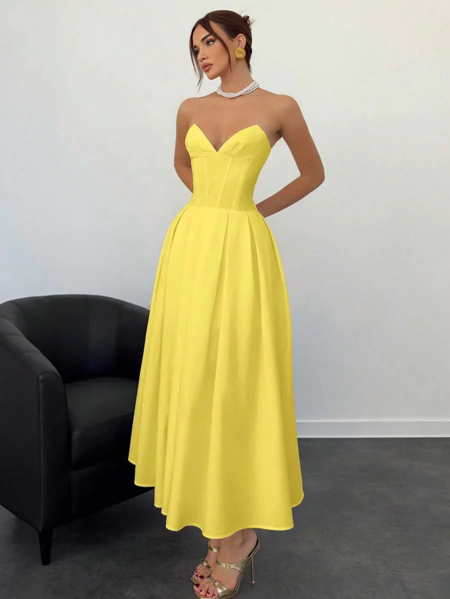 Verena | Abito Midi Elegante Senza Spalline