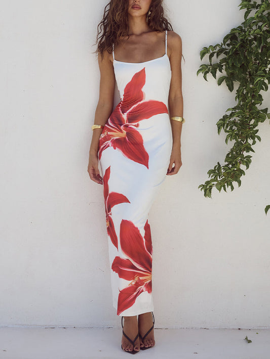 Zeliaine | Vestito Lungo con Stampa di Fiori Grandi