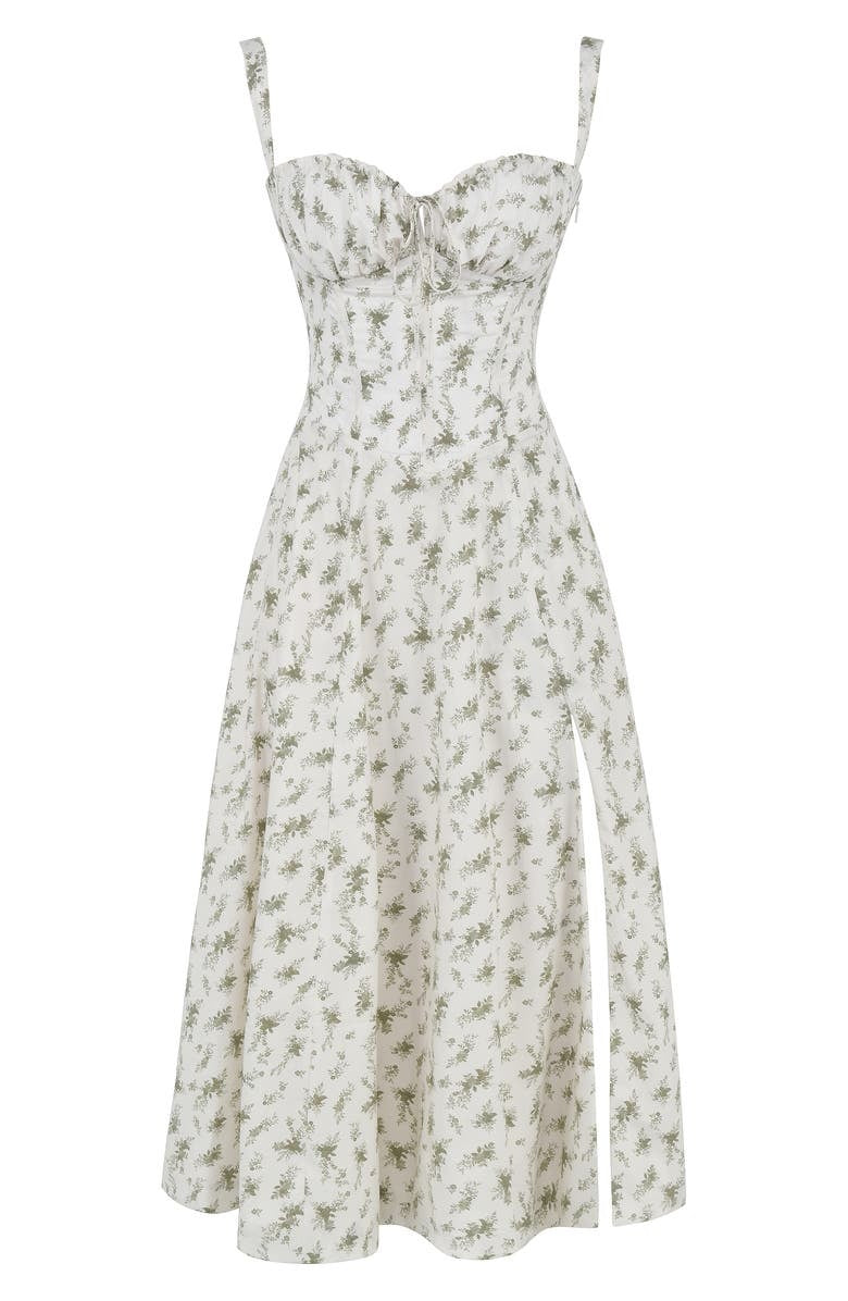 Fleur | Abito a Bustier Floreale con Vita Midriff