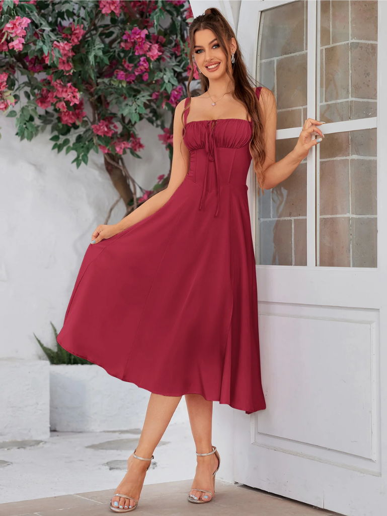 Giordana | Vestito Cami con Bustina Arricciata e Spacco