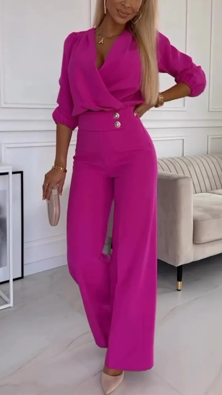 Lirio™ | Completo casual con scollo a V