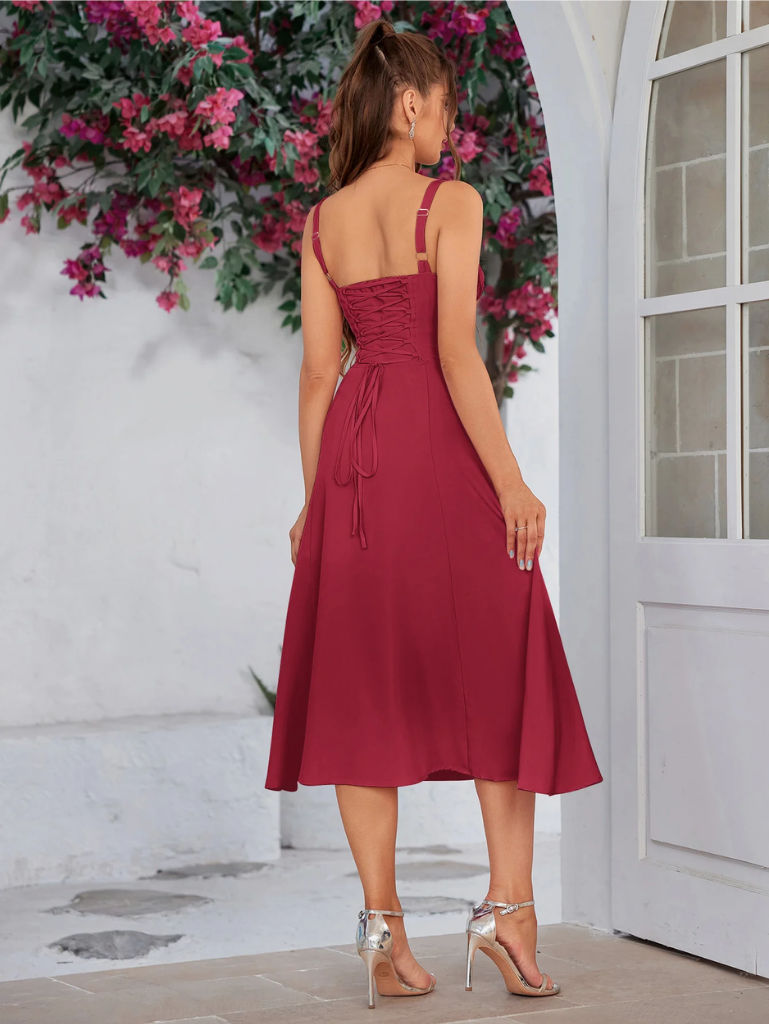 Giordana | Vestito Cami con Bustina Arricciata e Spacco