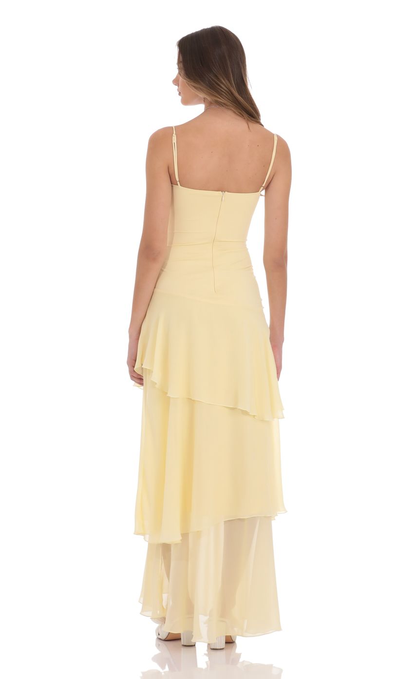 Chanel | Abito giallo con volant trasparenti