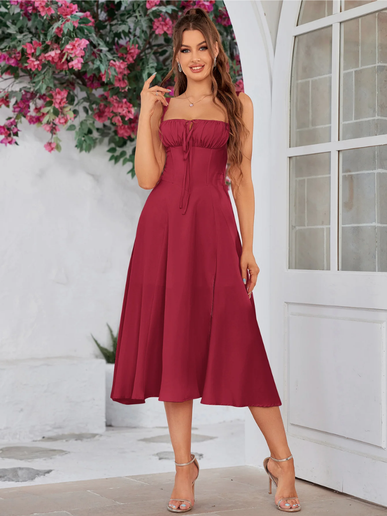 Giordana | Vestito Cami con Bustina Arricciata e Spacco