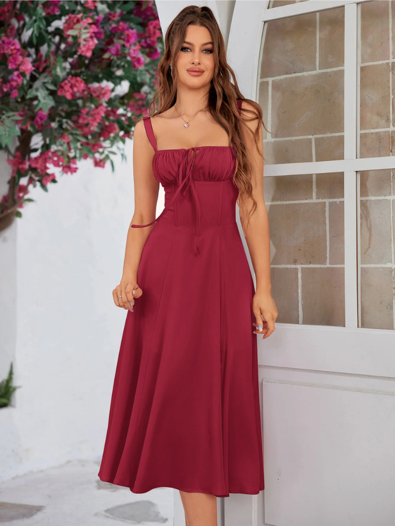 Giordana | Vestito Cami con Bustina Arricciata e Spacco