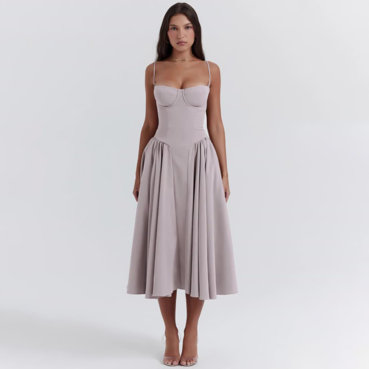 Brisa™ | Abito Midi con Corsetto en Twill da Ballerina