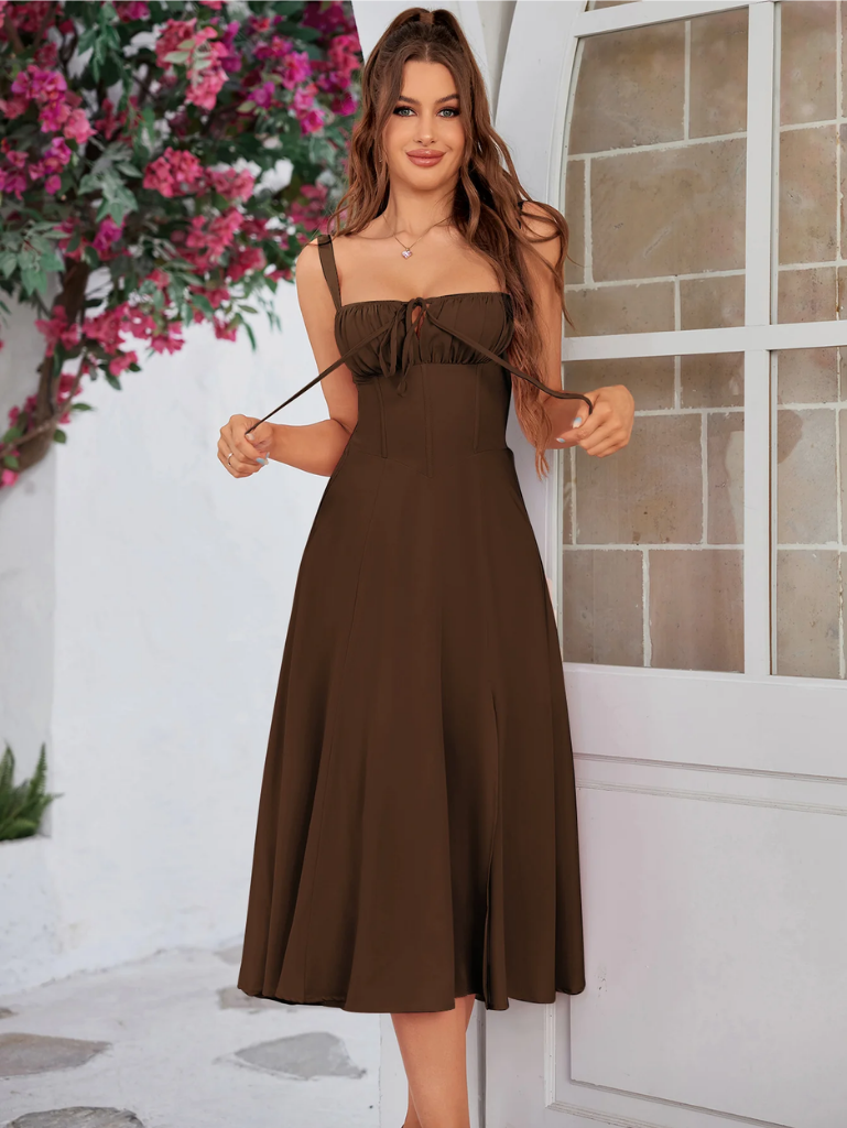 Giordana | Vestito Cami con Bustina Arricciata e Spacco