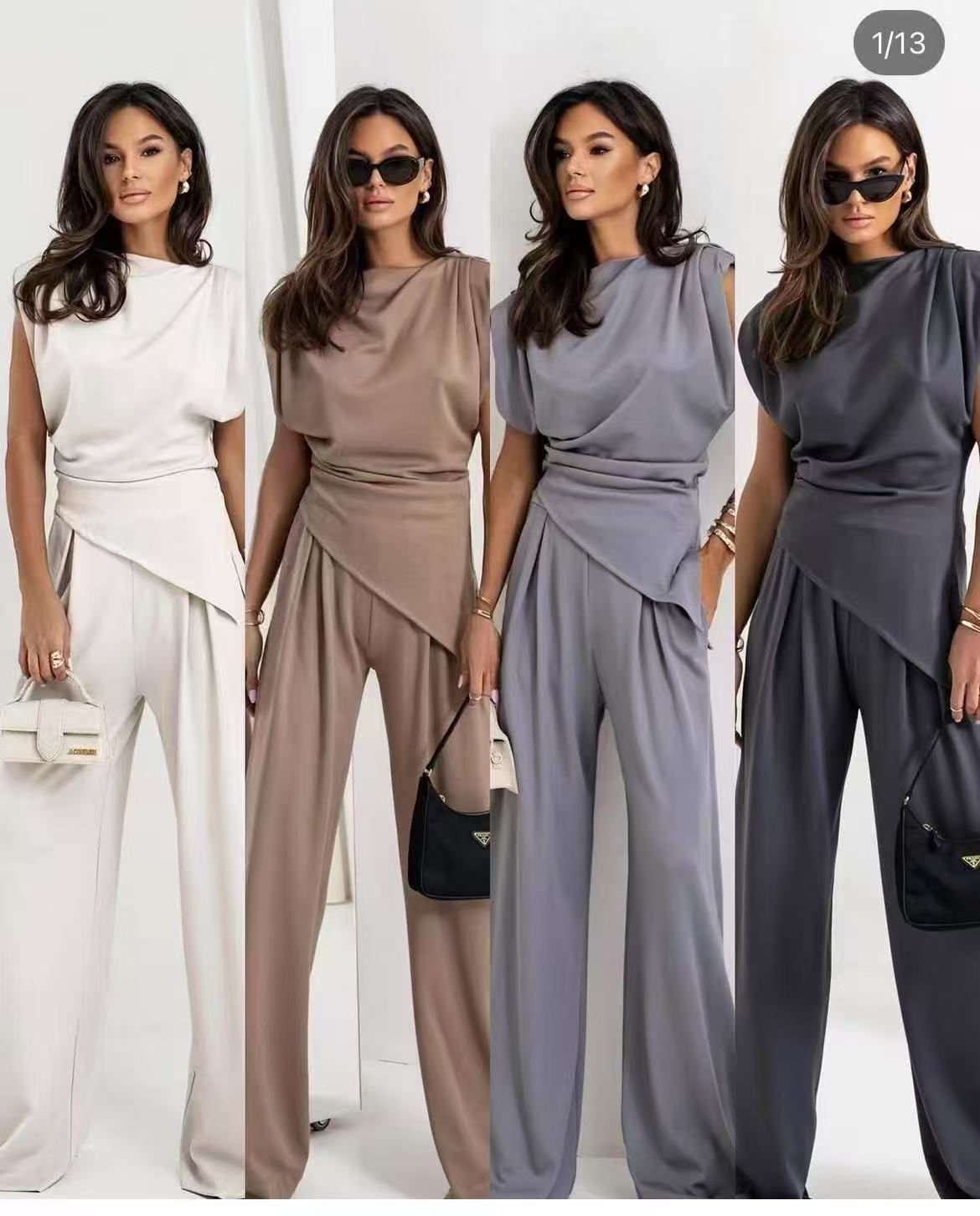 Lory | Completo casual di pantalone e top asimmetrico