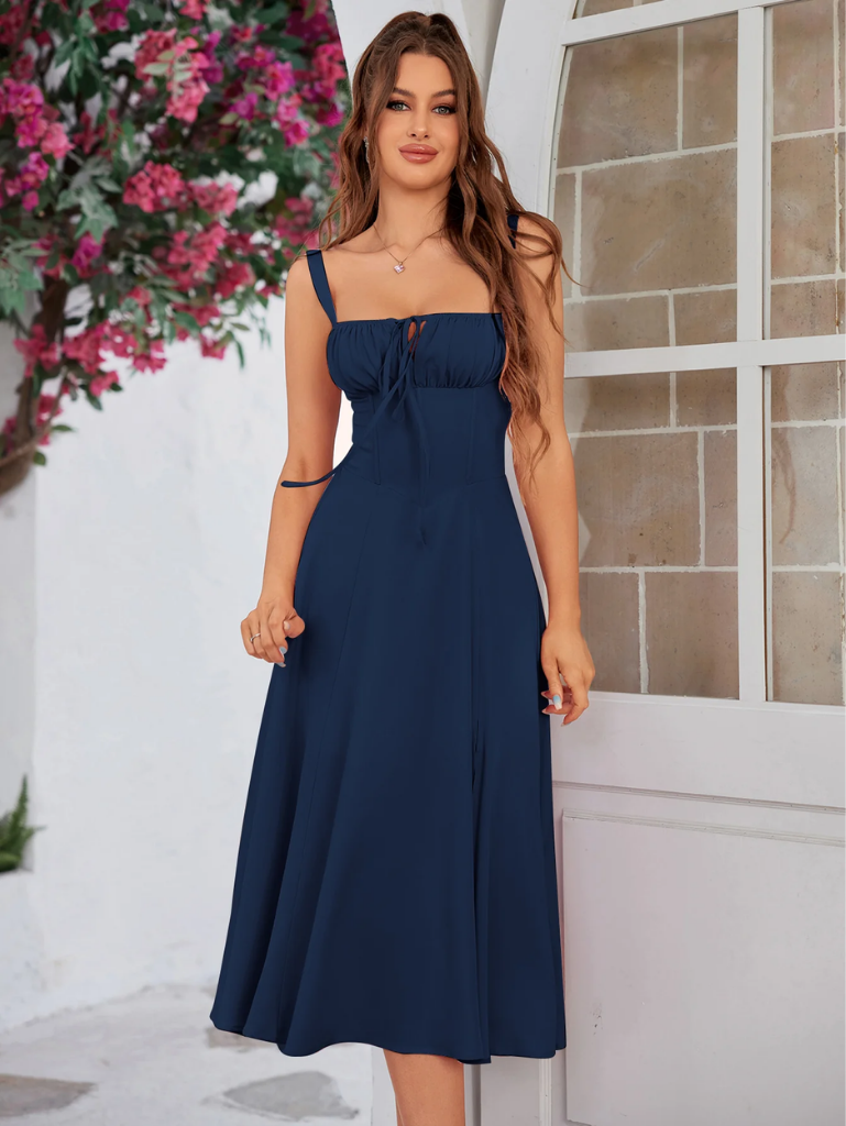 Giordana | Vestito Cami con Bustina Arricciata e Spacco