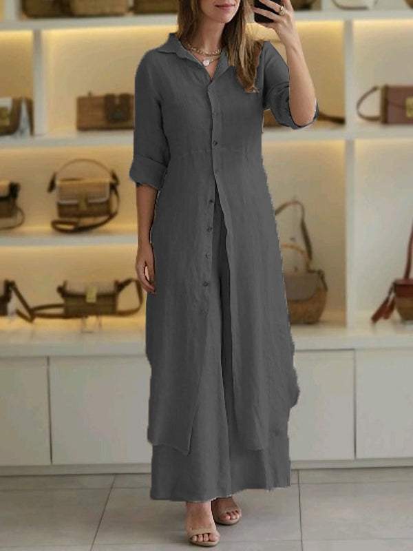 Odett | Completo in Lino con Camicia a Maniche Lunghe e Pantaloni