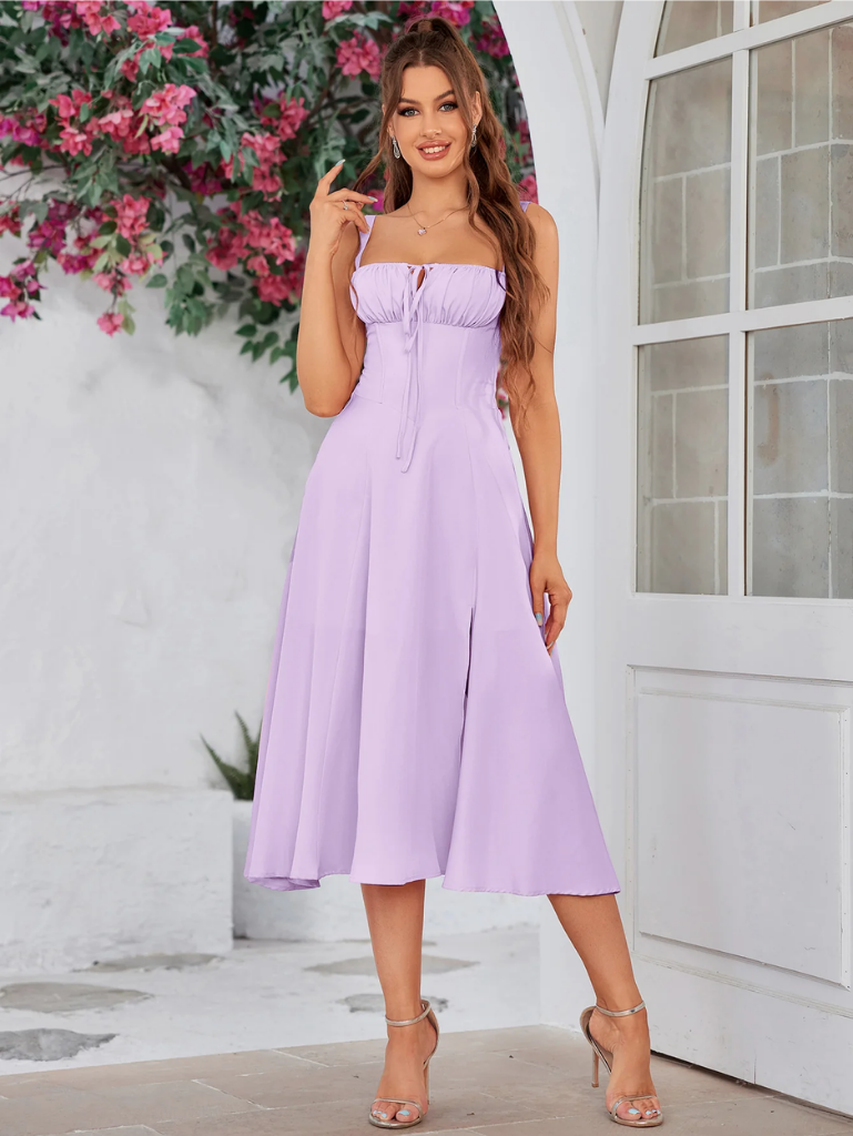 Giordana | Vestito Cami con Bustina Arricciata e Spacco