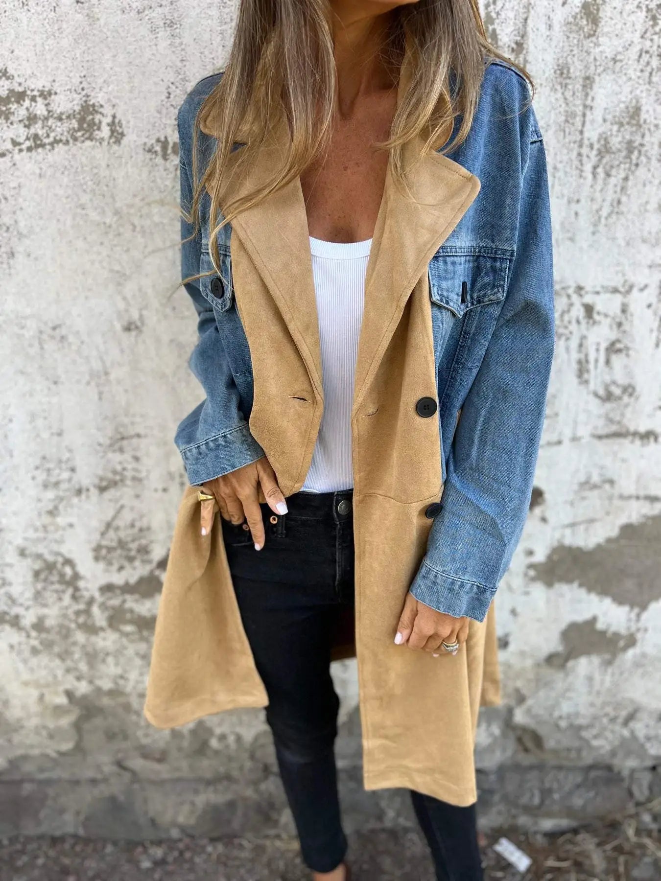 Niamh™ | Giacca di jeans con design patchwork e colletto
