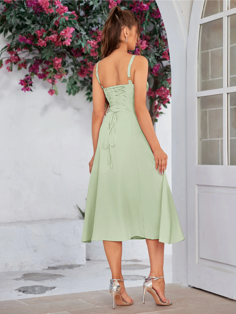 Giordana | Vestito Cami con Bustina Arricciata e Spacco