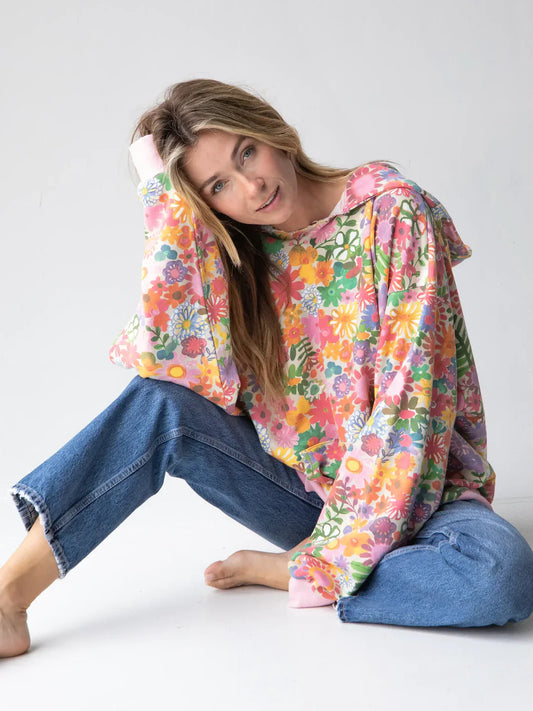 Ludovica | Felpa con Cappuccio a fiori colorati