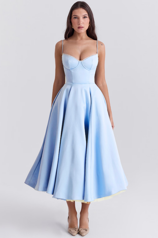 Valentina | Elegante Abito Midi con Fodera in Tulle