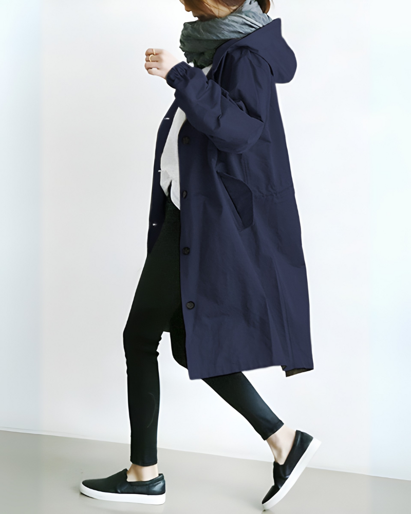 Women's Trench Coat with Single-Breasted and Hooded - view 3