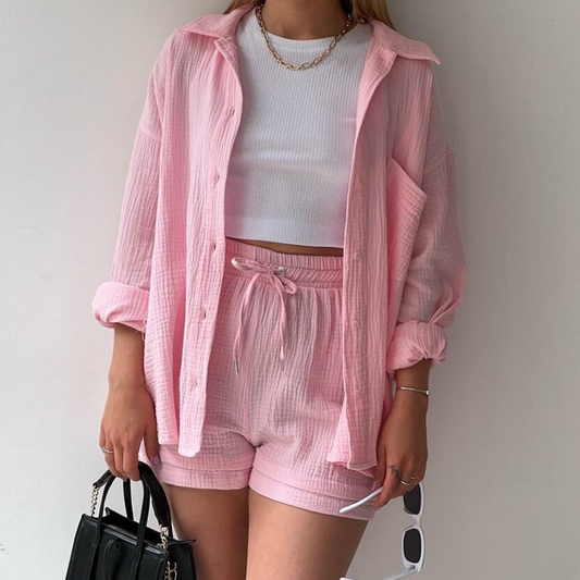 Sussie | Set di cotone: pantaloni corti e camicia
