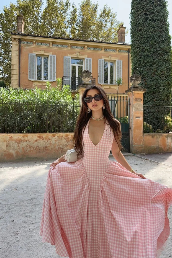 Romina | Vestito con Stampa a Quadri
