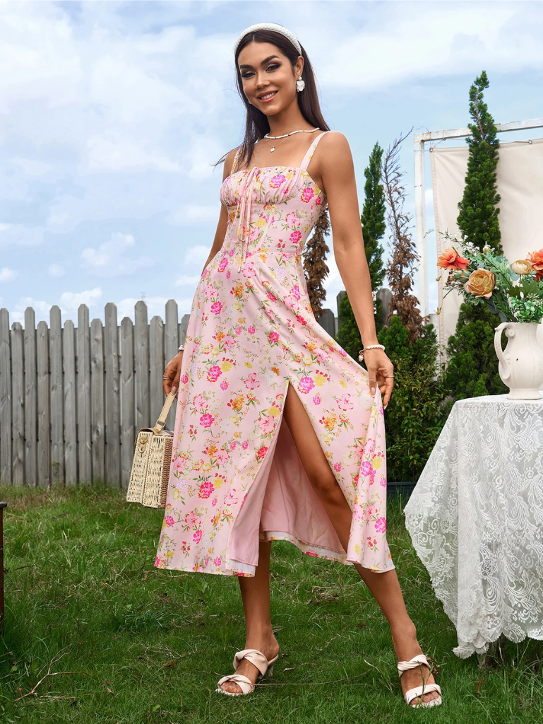 Giordana | Vestito Cami con Bustina Arricciata e Spacco