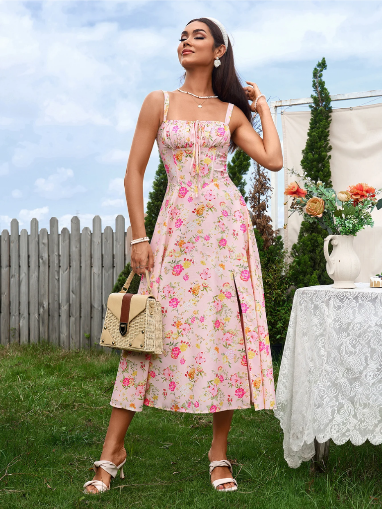 Giordana | Vestito Cami con Bustina Arricciata e Spacco
