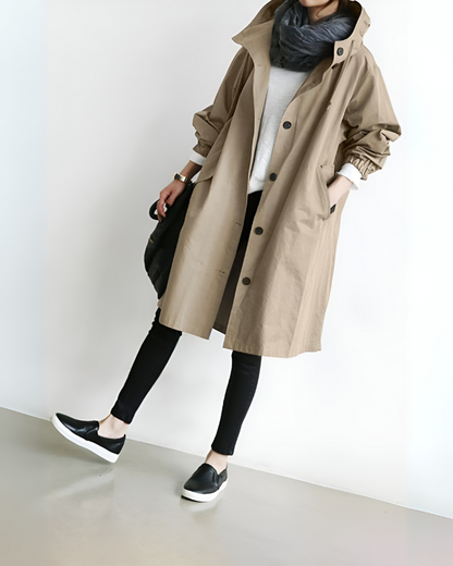 Women's Trench Coat with Single-Breasted and Hooded - view 4