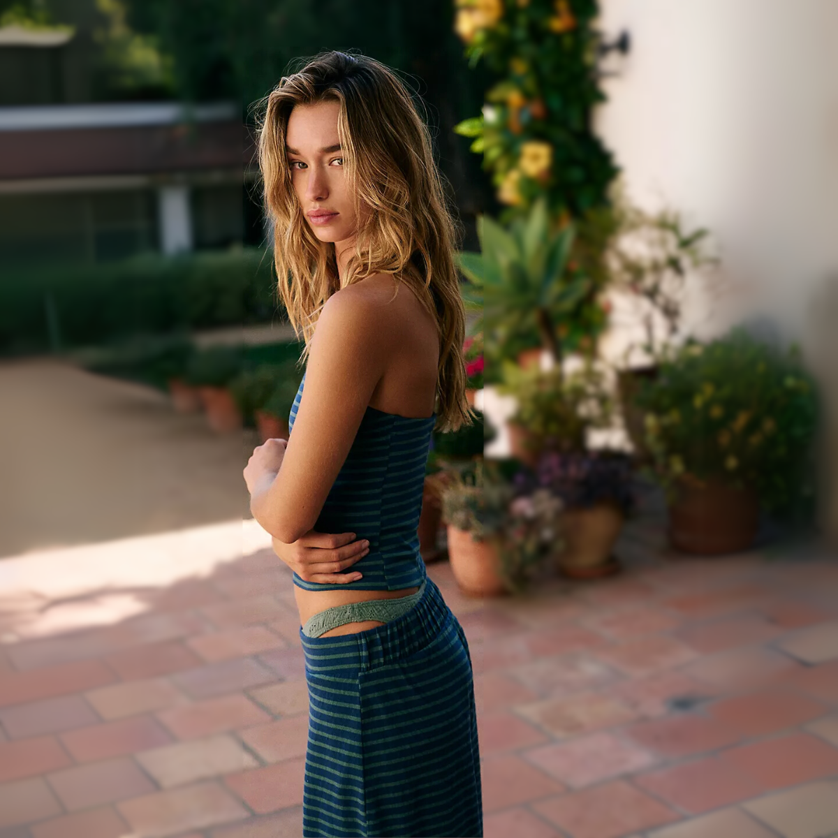Corinne | Completo da spiaggia a righe