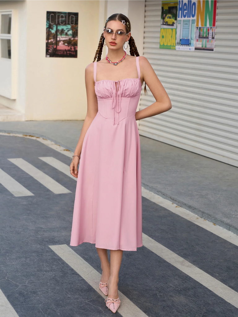 Giordana | Vestito Cami con Bustina Arricciata e Spacco