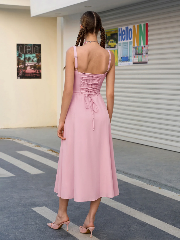 Giordana | Vestito Cami con Bustina Arricciata e Spacco