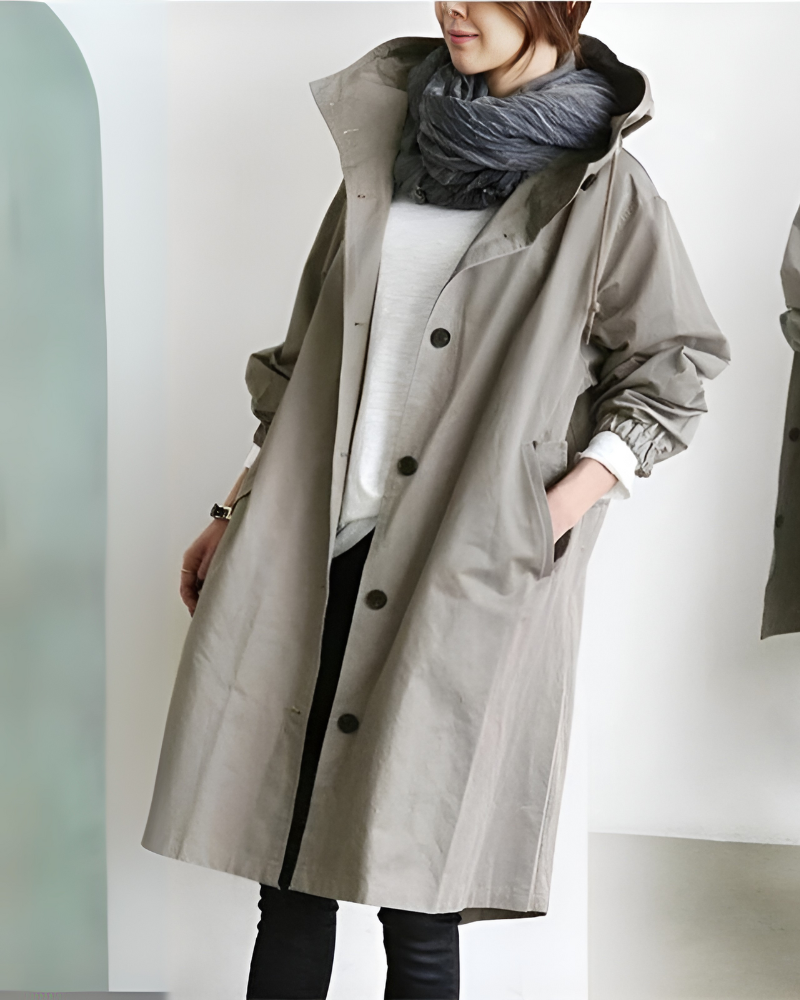Women's Trench Coat with Single-Breasted and Hooded - view 8