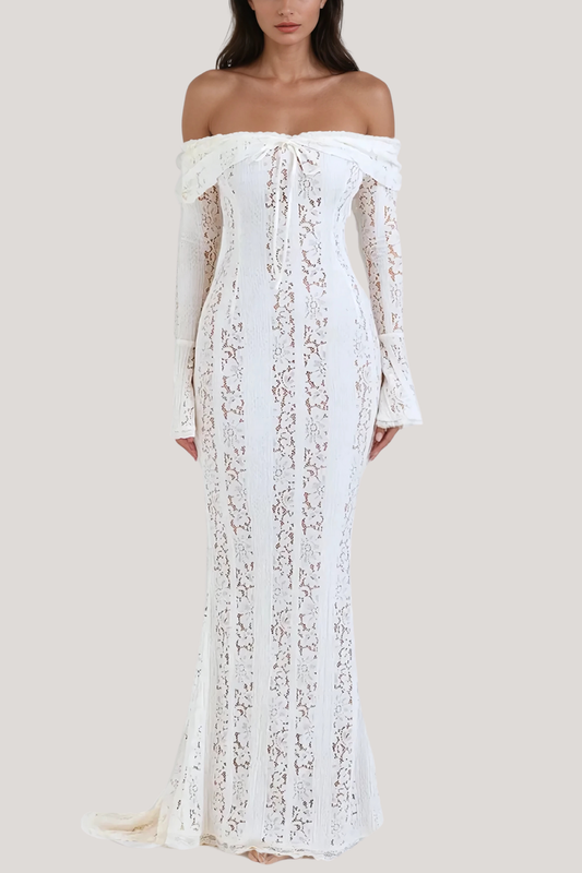 Noriel | Vestito Lungo in Pizzo con Spalle Scoperte