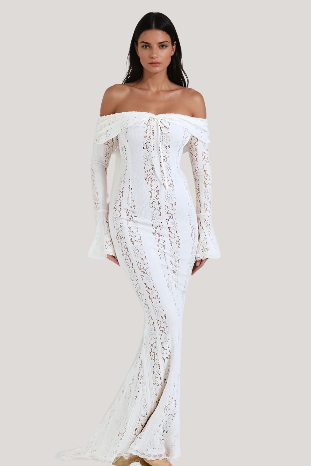 Noriel | Vestito Lungo in Pizzo con Spalle Scoperte
