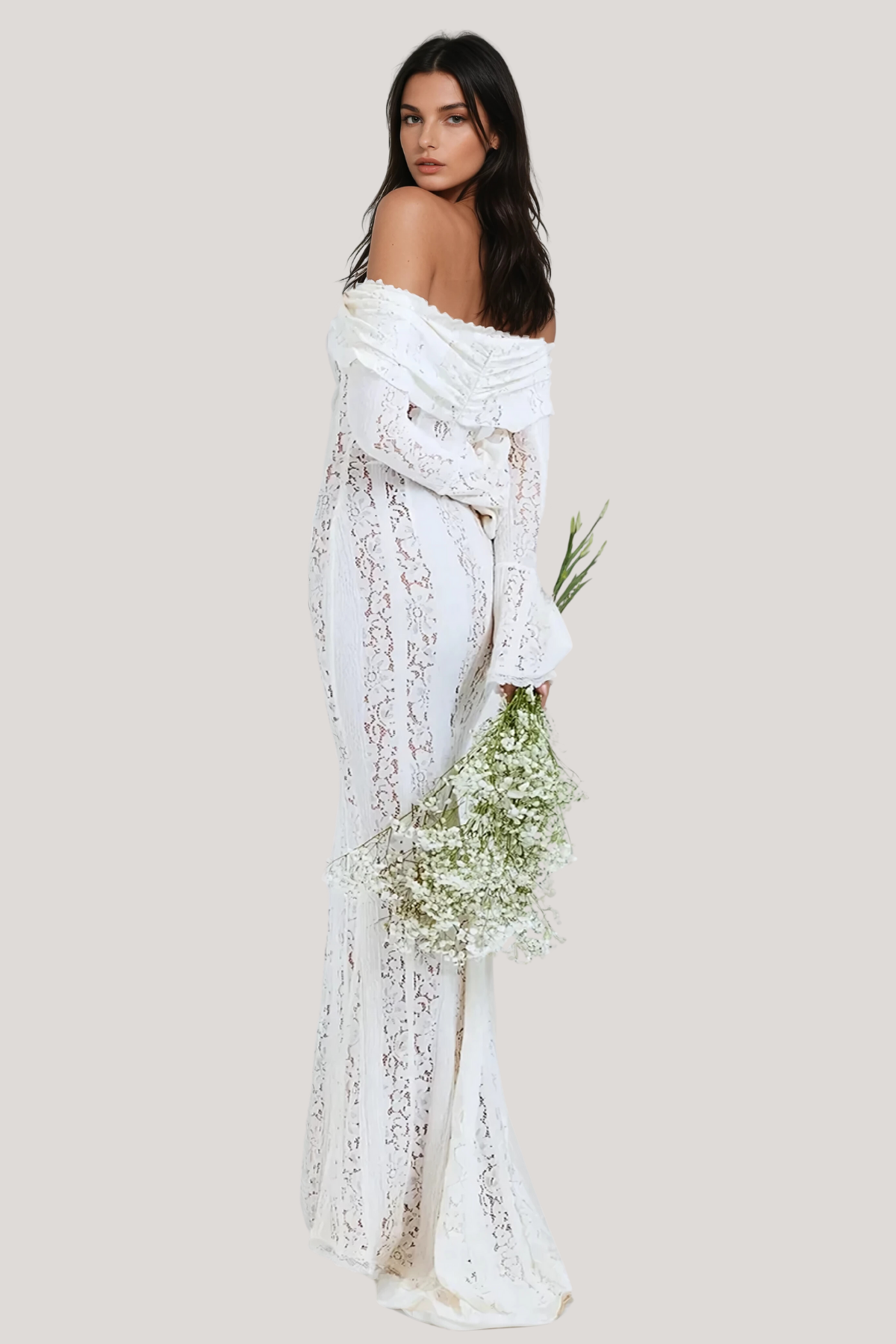 Noriel | Vestito Lungo in Pizzo con Spalle Scoperte