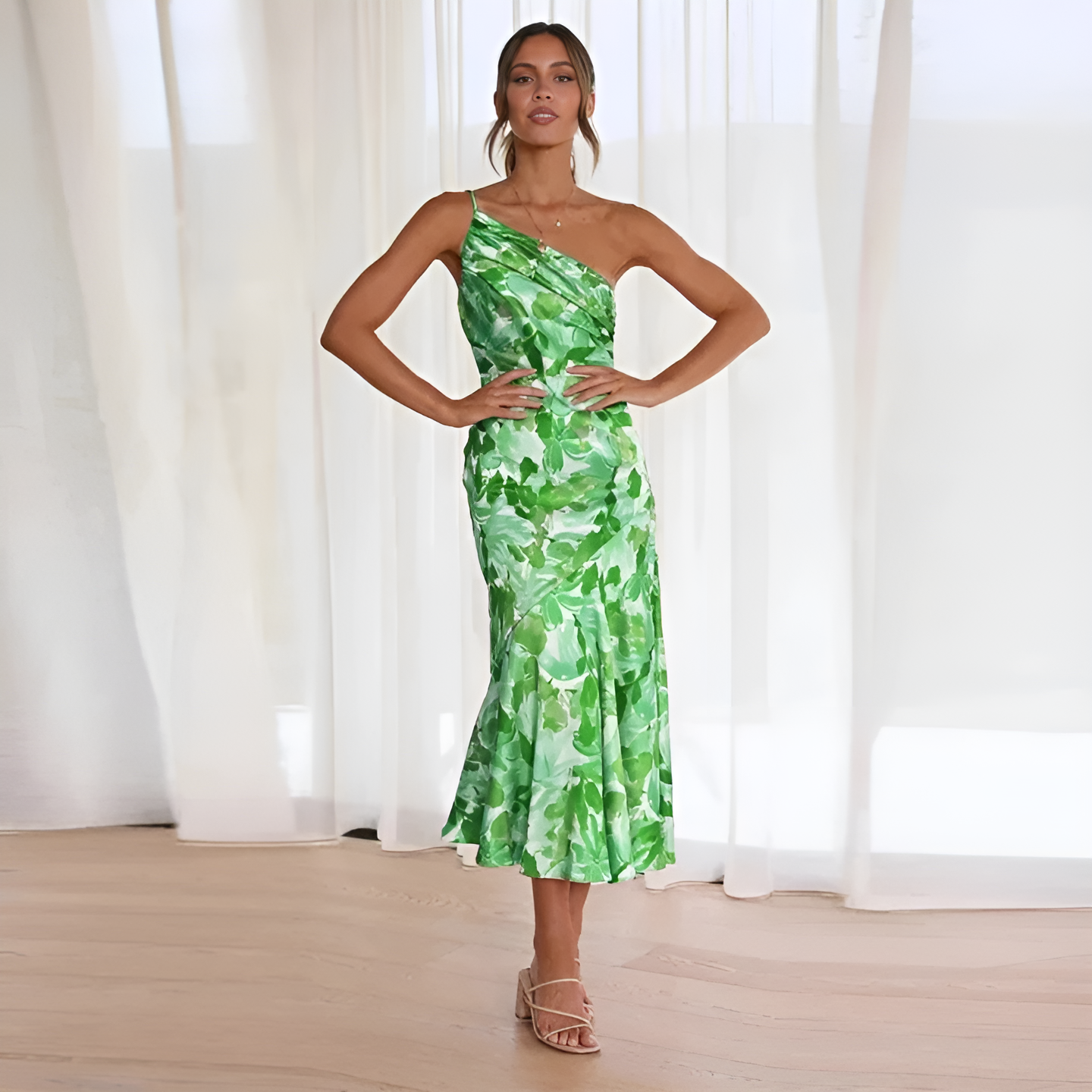 Ashley | Vestito Midi a Spalla Scoperta