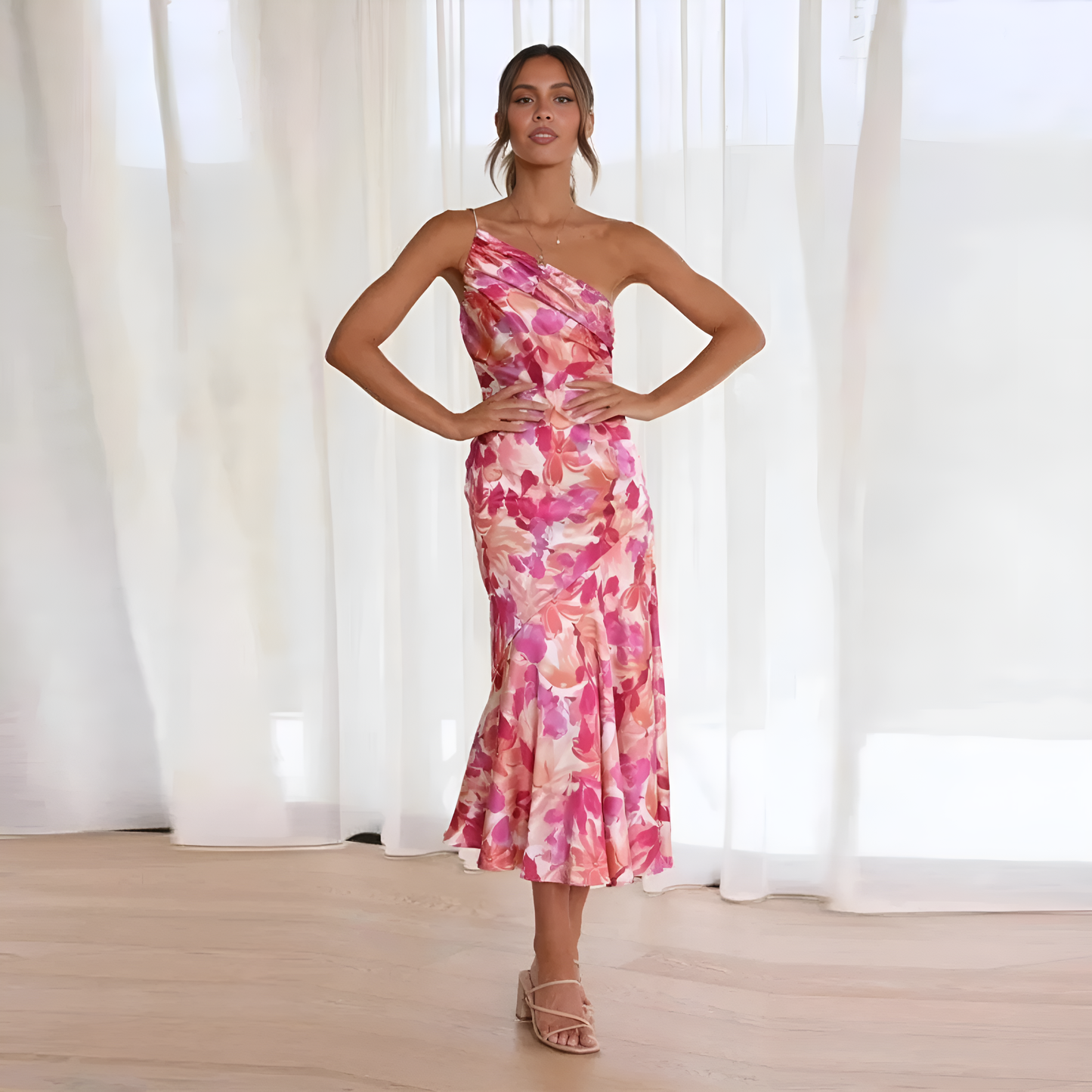 Ashley | Vestito Midi a Spalla Scoperta