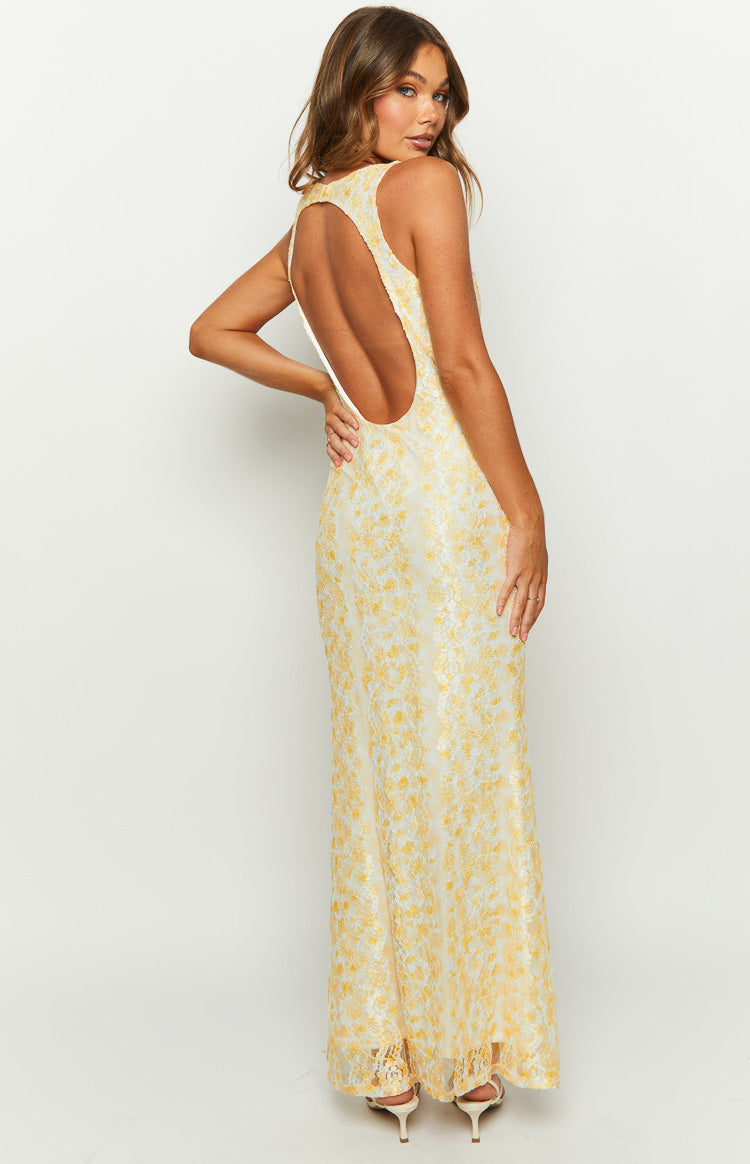 Faridda | Vestito Maxi in Pizzo Color Limone