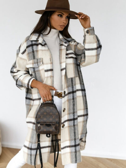 Cinzia™ | Cappotto largo a quadri per donna